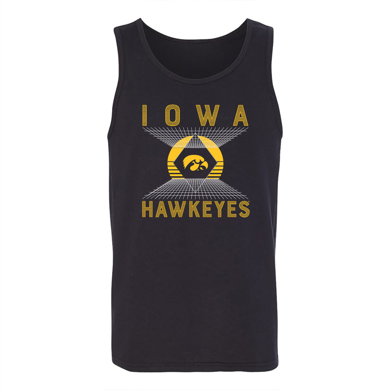 Iowa Hawkeyes Vaporwave Grid Tank Top - Black