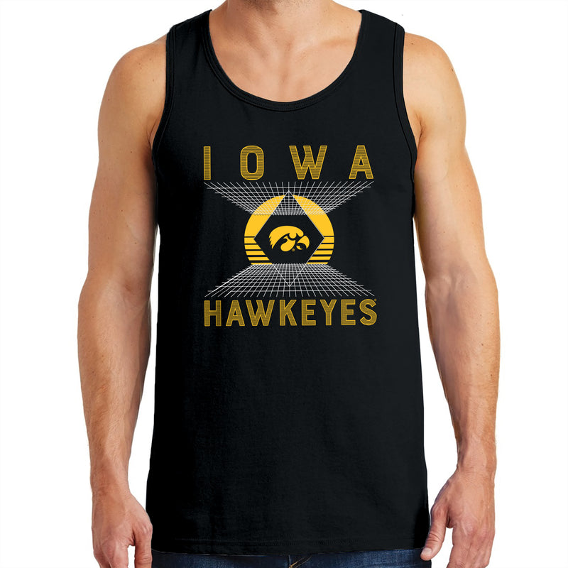 Iowa Hawkeyes Vaporwave Grid Tank Top - Black