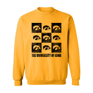 Iowa Hawkeyes Checkerbox Crewneck Sweatshirt - Gold