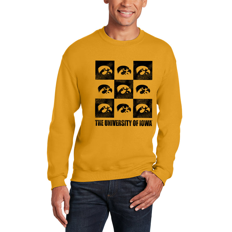 Iowa Hawkeyes Checkerbox Crewneck Sweatshirt - Gold