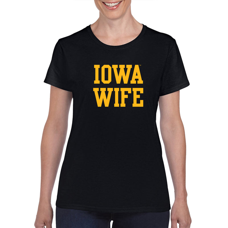 Iowa Hawkeyes Basic Block Wife Women's T Shirt - Black
