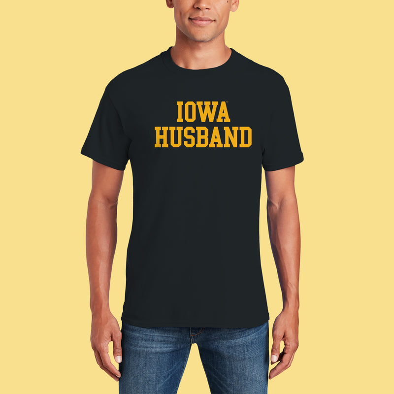 Iowa Hawkeyes Basic Block Husband T Shirt - Black