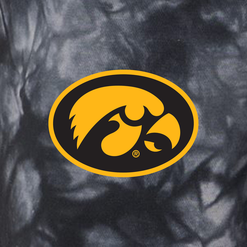 Iowa Oval Hawkeye Logo Tie-Dye Fleece Shorts - Tie-Dye Black