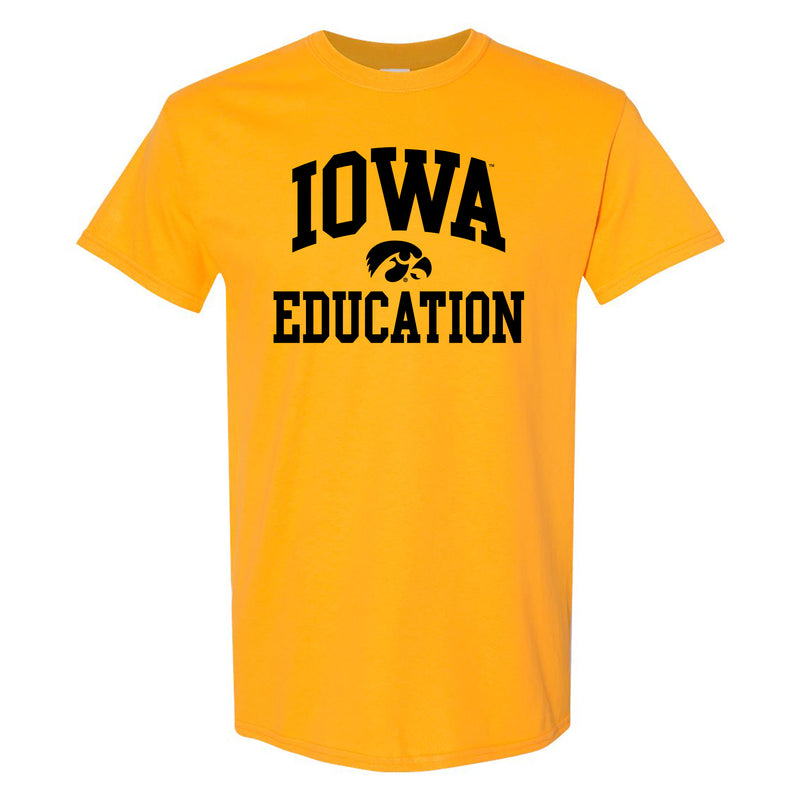 University of Iowa Hawkeyes Arch Logo Education Short Sleeve T Shirt - Gold