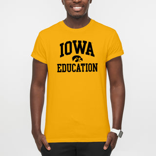 University of Iowa Hawkeyes Arch Logo Education Short Sleeve T Shirt - Gold