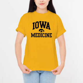 University of Iowa Hawkeyes Arch Logo Medicine Short Sleeve T Shirt - Gold