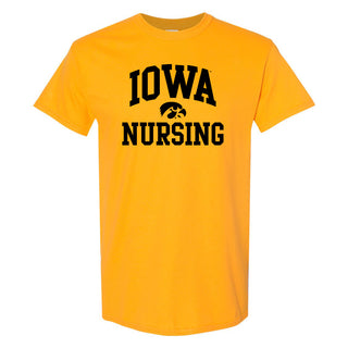 University of Iowa Hawkeyes Arch Logo Nursing Short Sleeve T Shirt - Gold