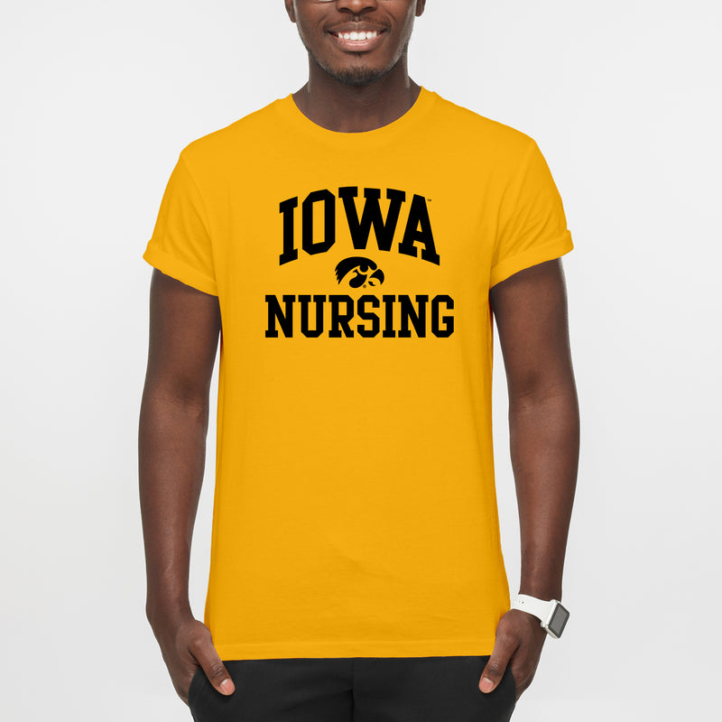 University of Iowa Hawkeyes Arch Logo Nursing Short Sleeve T Shirt - Gold