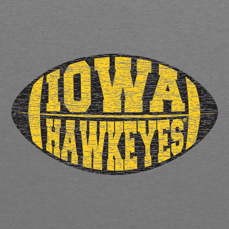 Faded Block Football Iowa Hawkeyes Next Level Triblend Short Sleeve T Shirt - Premium Heather