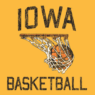 Retro Faded Basketball Iowa Hawkeyes Premium Cotton Short Sleeve T Shirt - Gold