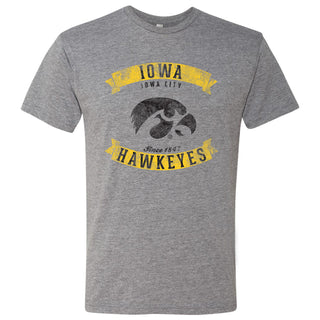 Vintage Banners Iowa Hawkeyes Triblend Short Sleeve T Shirt - Premium Heather