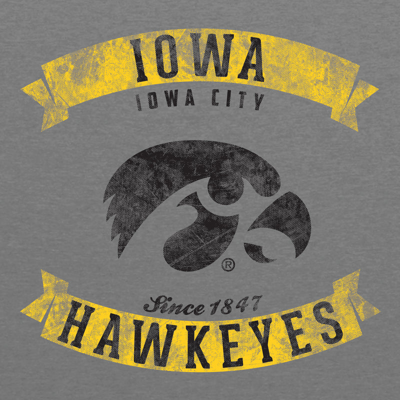 Vintage Banners Iowa Hawkeyes Next Level Triblend Short Sleeve T Shirt - Premium Heather