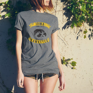 Vintage Banners Iowa Hawkeyes Triblend Short Sleeve T Shirt - Premium Heather