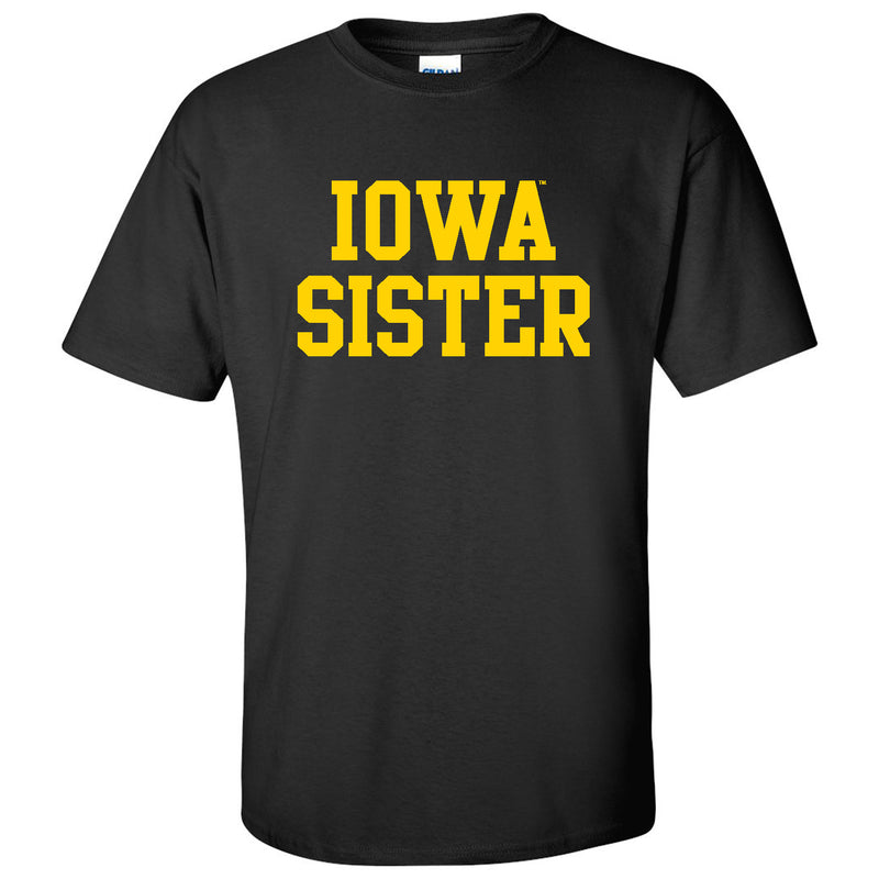 University of Iowa Hawkeyes Basic Block Sister Short Sleeve T Shirt - Black