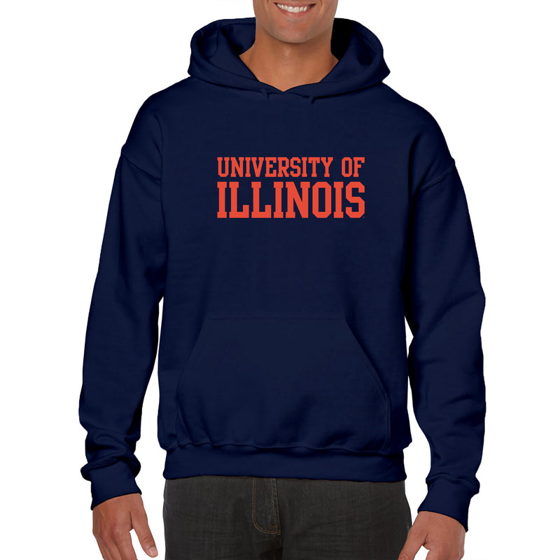 University of Illinois Fighting Illini Basic Block Cotton Hoodie - Navy