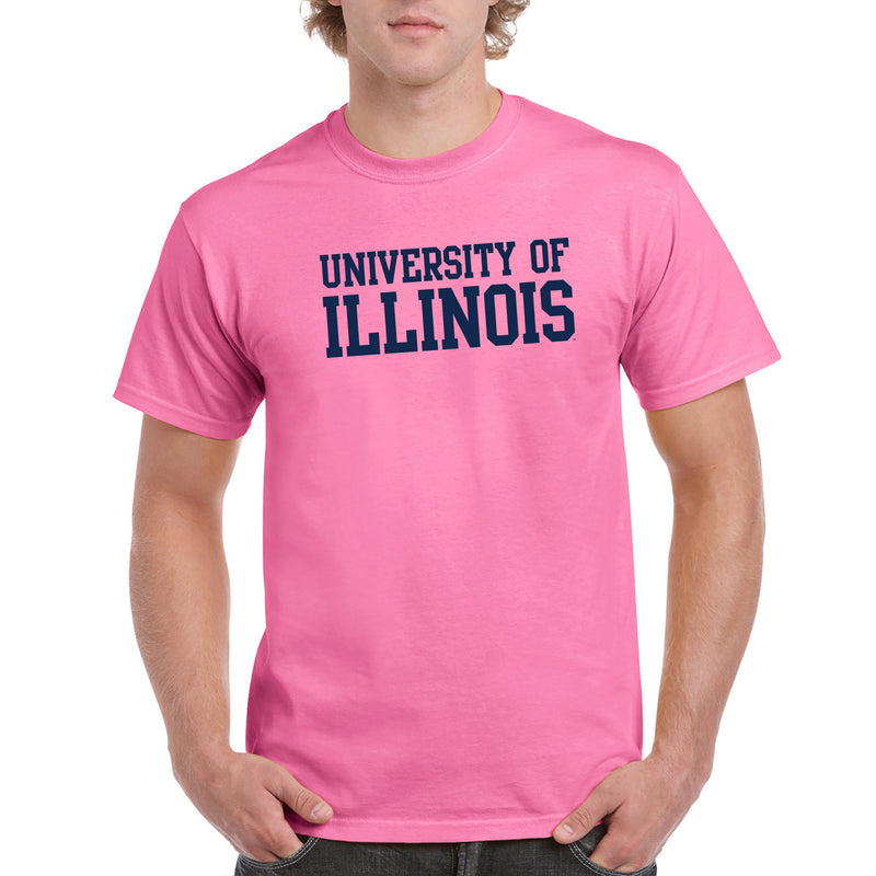 University of Illinois Fighting Illini Basic Block Cotton T-Shirt - Azalea