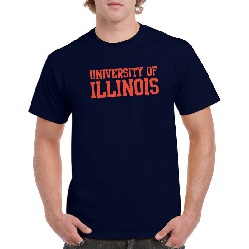 University of Illinois Fighting Illini Basic Block Cotton T-Shirt - Navy