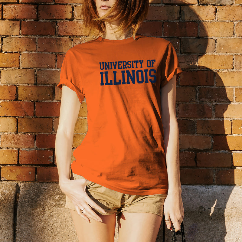 University of Illinois Fighting Illini Basic Block Cotton T-Shirt - Orange