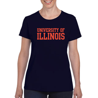 University of Illinois Fighting Illini Basic Block Cotton Women's T-Shirt - Navy