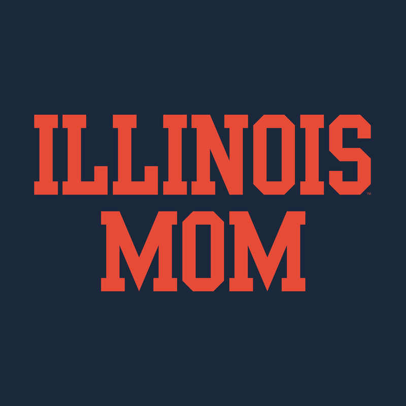 Illinois Fighting Illini Basic Block Mom Premium Cotton T Shirt - Midnight Navy