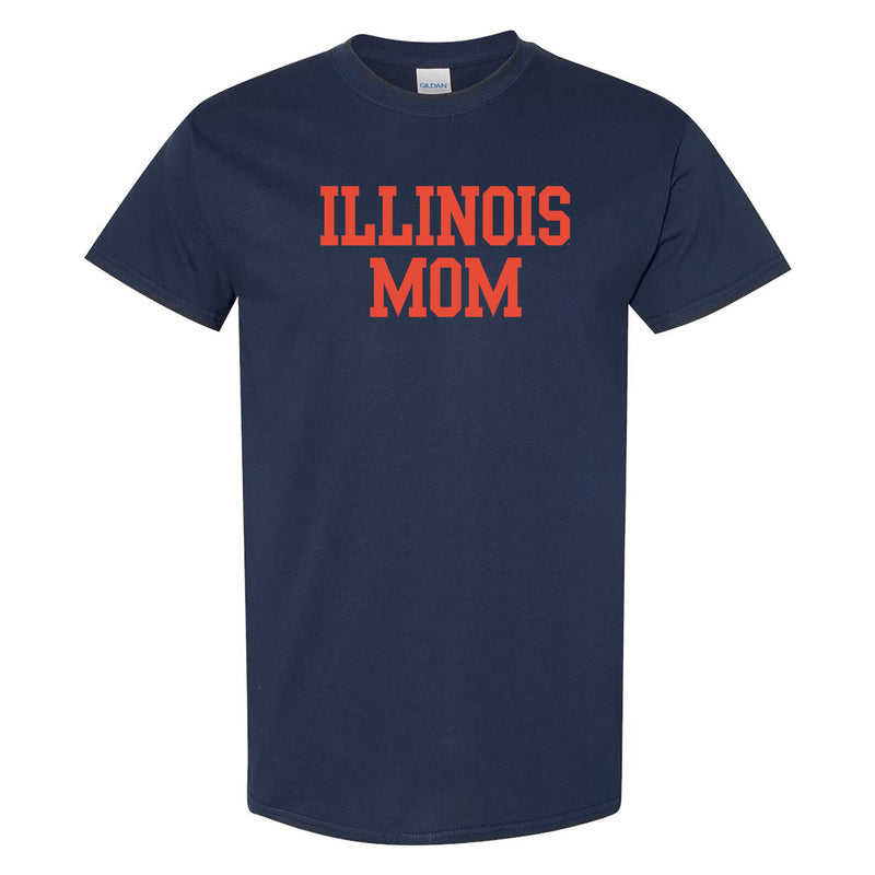 Illinois Fighting Illini Basic Block Mom T Shirt - Navy