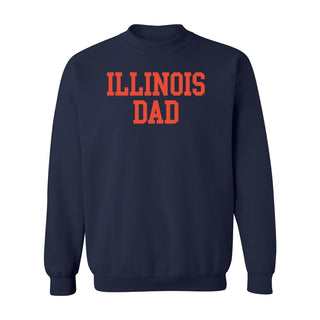 Illinois Fighting Illini Basic Block Dad Crewneck Sweatshirt - Navy