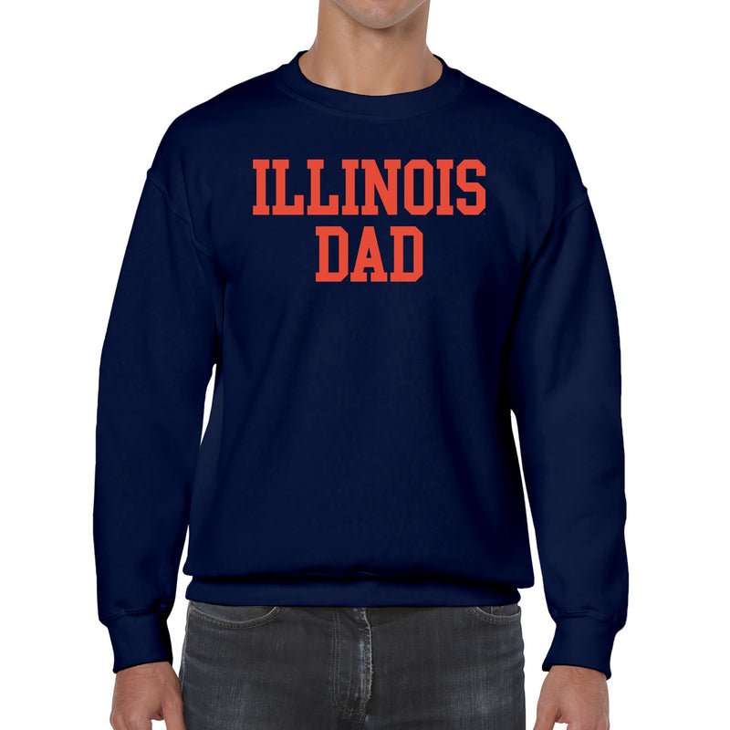 Illinois Fighting Illini Basic Block Dad Crewneck Sweatshirt - Navy