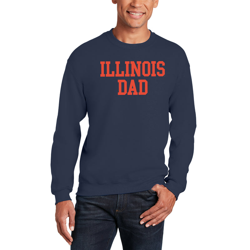 Illinois Fighting Illini Basic Block Dad Crewneck Sweatshirt - Navy