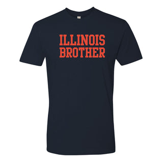 Illinois Fighting Illini Basic Block Brother Premium Cotton T Shirt - Midnight Navy