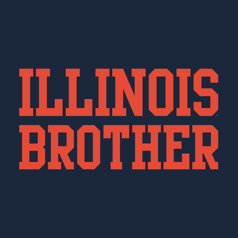 Illinois Fighting Illini Basic Block Brother Premium Cotton T Shirt - Midnight Navy