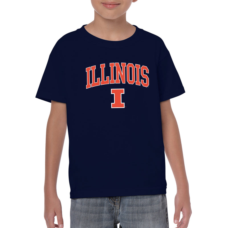 University of Illinois Fighting Illini Arch Logo Cotton Youth T-Shirt - Navy