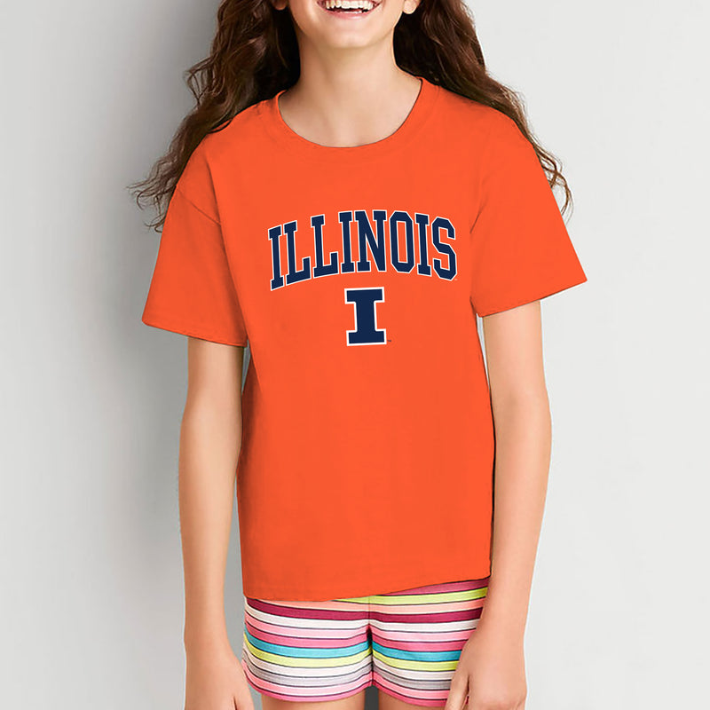 University of Illinois Fighting Illini Arch Logo Cotton Youth T-Shirt - Orange