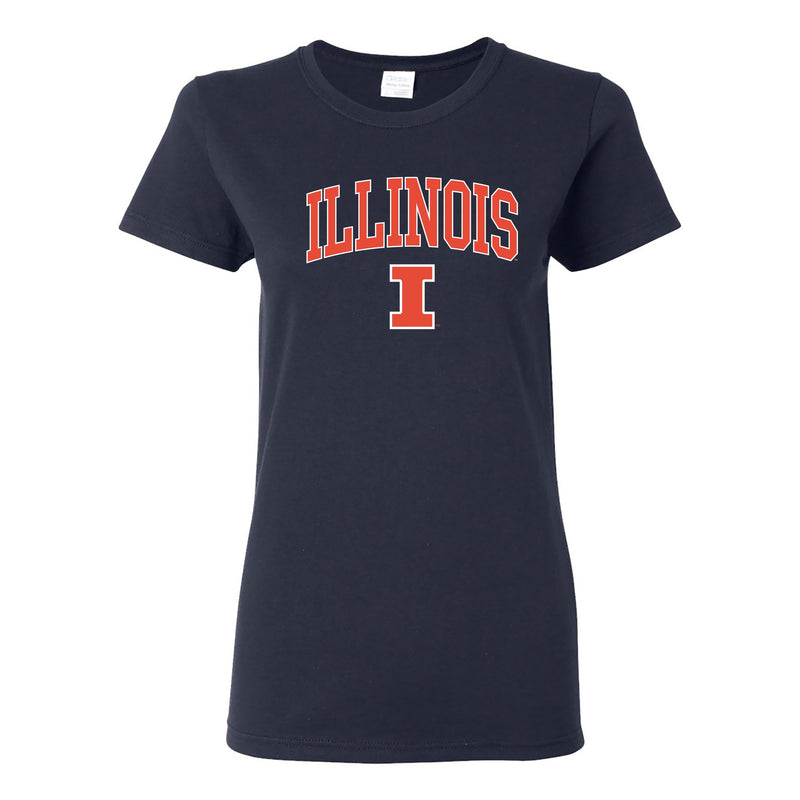 University of Illinois Fighting Illini Arch Logo Cotton Womens T-Shirt - Navy