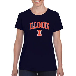 University of Illinois Fighting Illini Arch Logo Cotton Women's T-Shirt - Navy