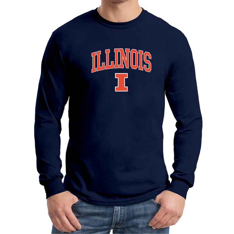 University of Illinois Fighting Illini Arch Logo Cotton Long Sleeve T-Shirt - Navy