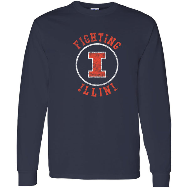 University of Illinois Fighting Illini Distressed Circle Logo Cotton Y