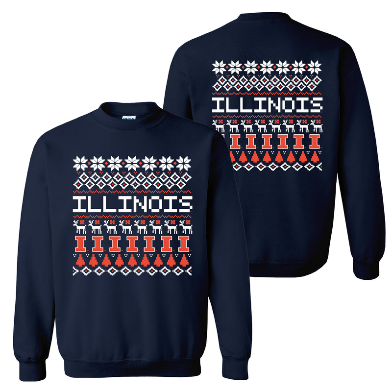 Illinois Holiday Sweater Crewneck - Navy