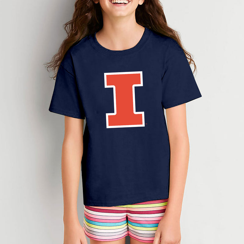 University of Illinois Fighting Illini Primary Logo Cotton Youth T-Shirt - Navy