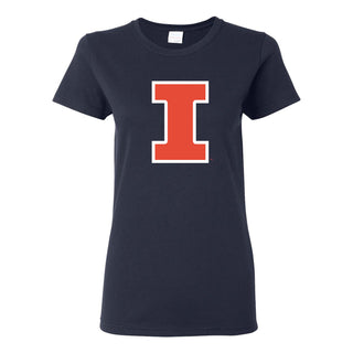 University of Illinois Fighting Illini Primary Logo Cotton Womens T-Shirt - Navy