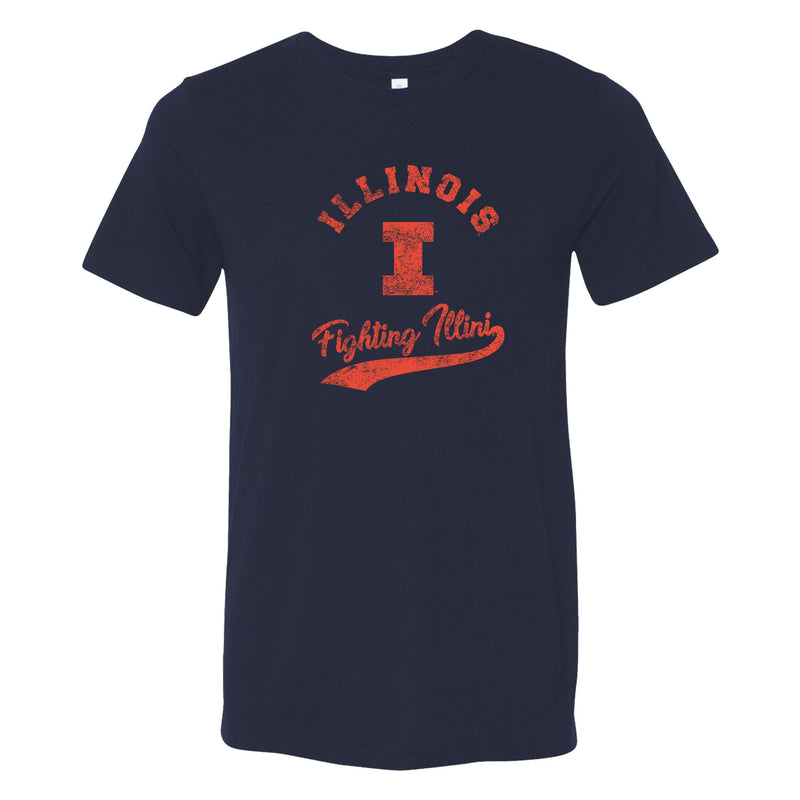University of Illinois Fighting Illini Retro Script Canvas T-Shirt - Solid Navy