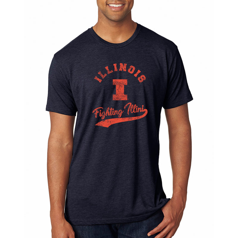 University of Illinois Fighting Illini Retro Script Next Level T-Shirt - Vintage Navy