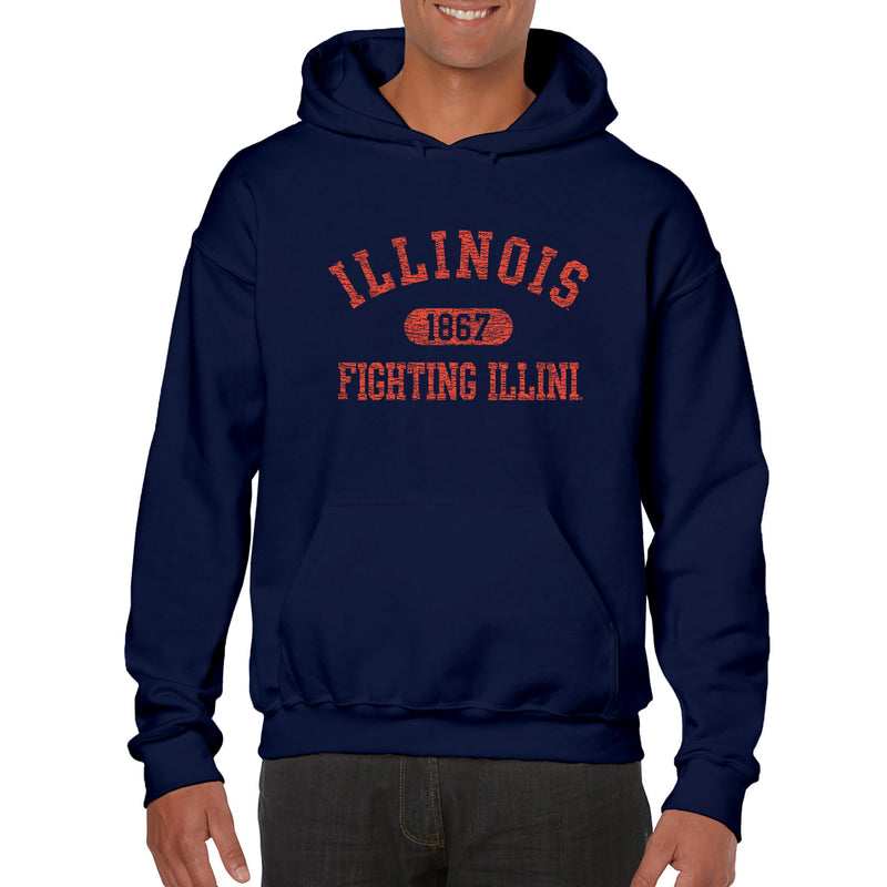 University of Illinois Fighting Illini Athletic Arch Cotton Hoodie - Navy