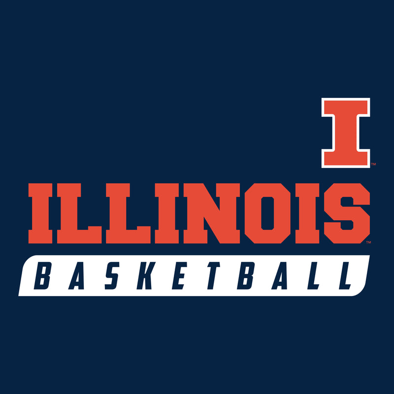 Illinois Fighting Illini Basketball Slant Cotton T-Shirt - Navy