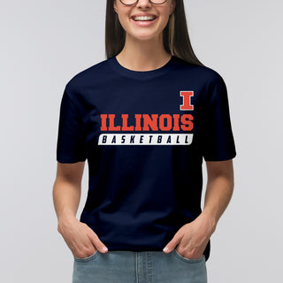 Illinois Fighting Illini Basketball Slant Cotton T-Shirt - Navy