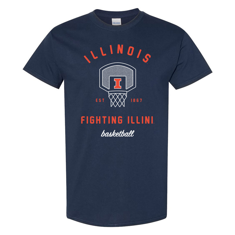 Illinois Fighting Illini Basketball Net T Shirt - Navy