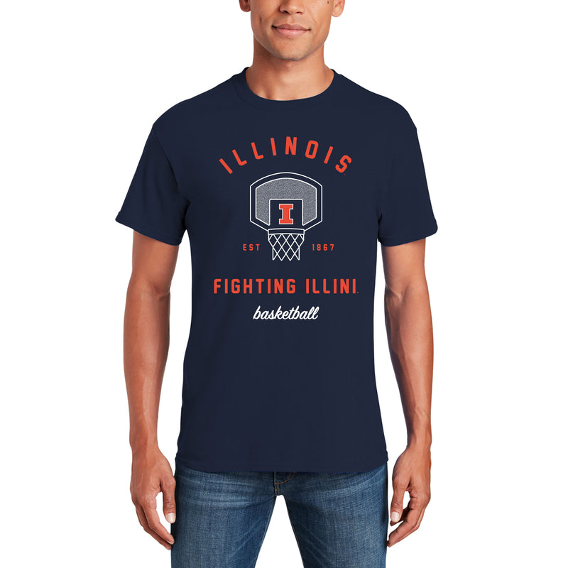 Illinois Fighting Illini Basketball Net T Shirt - Navy