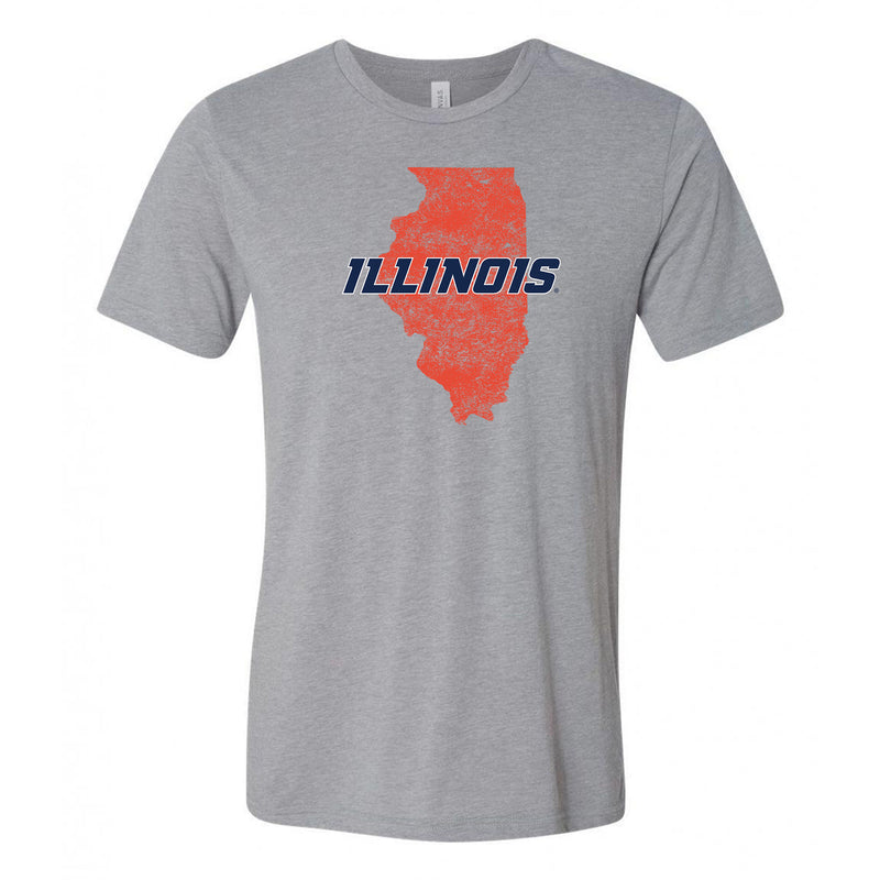 University of Illinois Fighting Illini IL Silhouette Log Canvas T-Shirt - Athletic Grey