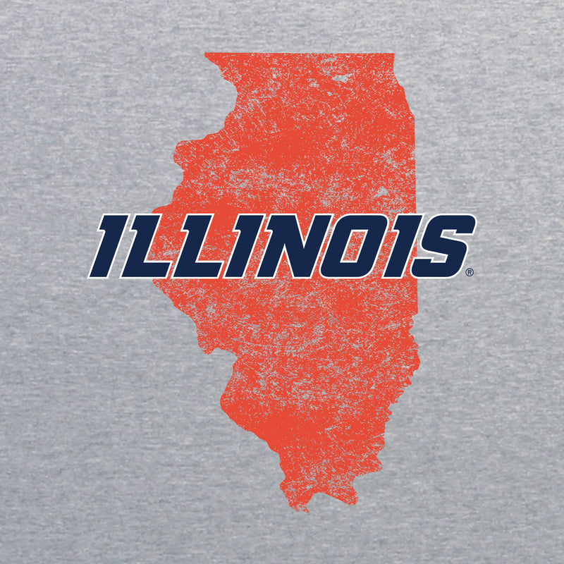 University of Illinois Fighting Illini IL Silhouette Log Canvas T-Shirt - Athletic Grey