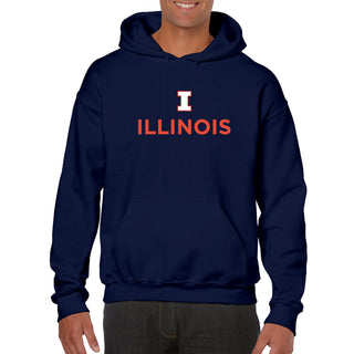 University of Illinois Fighting Illini Institutional Logo Cotton Hoodie - Navy