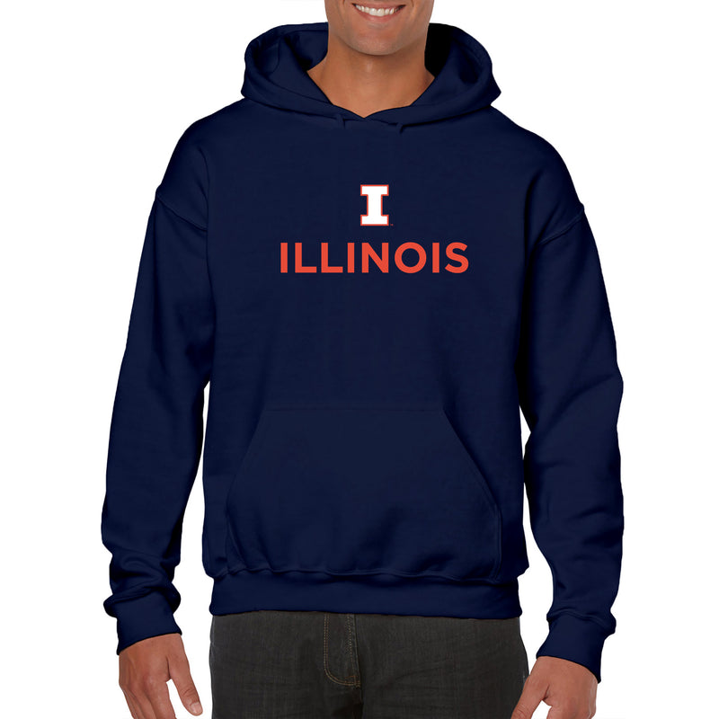University of Illinois Fighting Illini Institutional Logo Cotton Hoodie - Navy